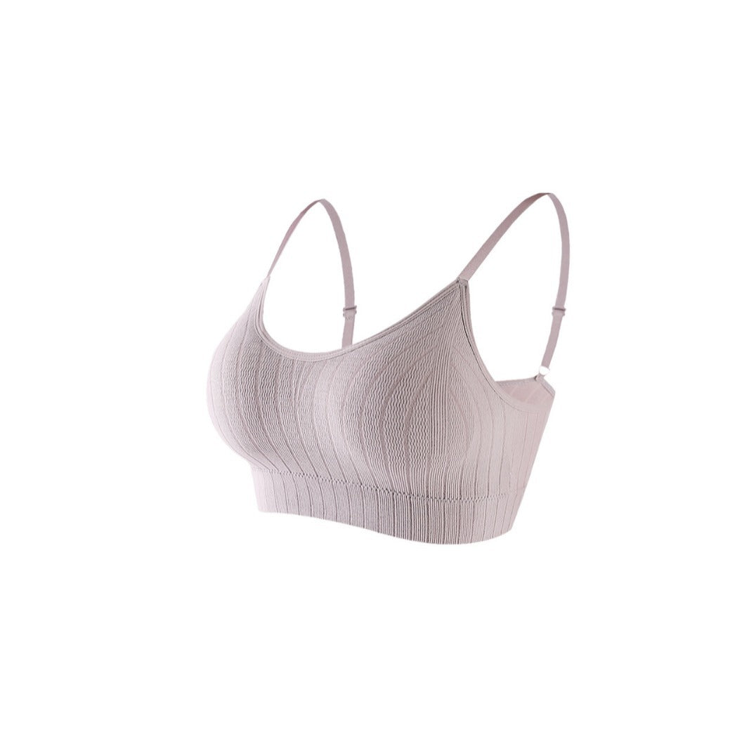 202401Adjustable strap seamless anti-slip Bra featuring a push-up wrap design, wireless support