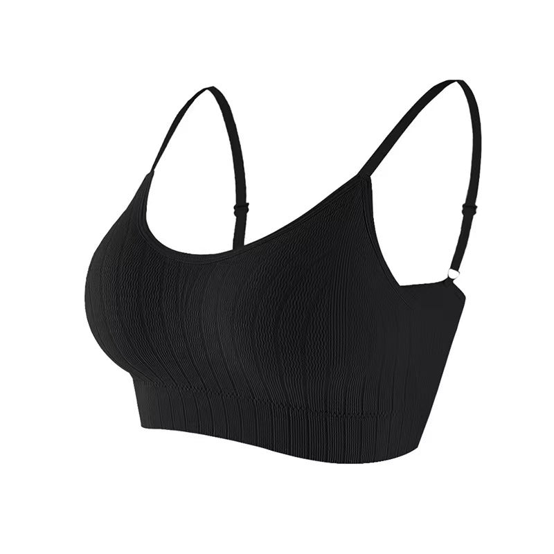 202401Adjustable strap seamless anti-slip Bra featuring a push-up wrap design, wireless support