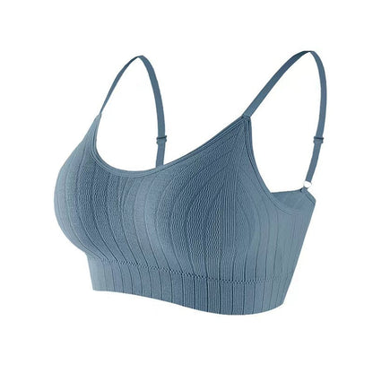 202401Adjustable strap seamless anti-slip Bra featuring a push-up wrap design, wireless support