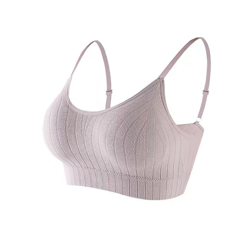 202401Adjustable strap seamless anti-slip Bra featuring a push-up wrap design, wireless support