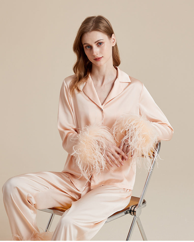 Summer ice silky French high-end pure feather home suit