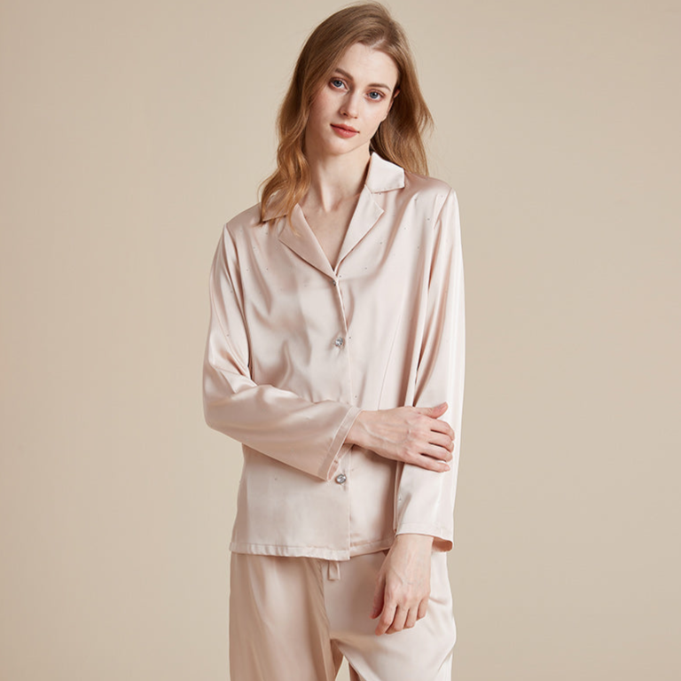 Hot diamond pajamas set for women summer high-end ice silk pajamas