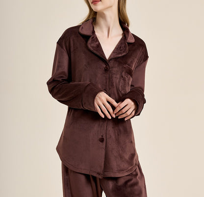 Double-sided island velvet pajamas plus velvet thickening warm suit