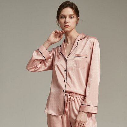 Satin soft and skin-friendly thin pajama set——Rose