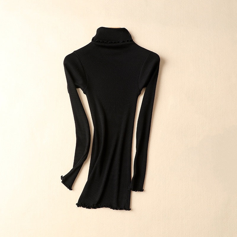 2024.1011 Mulberry Silk Turtleneck Slim-Fit Thermal Base Layer for Autumn