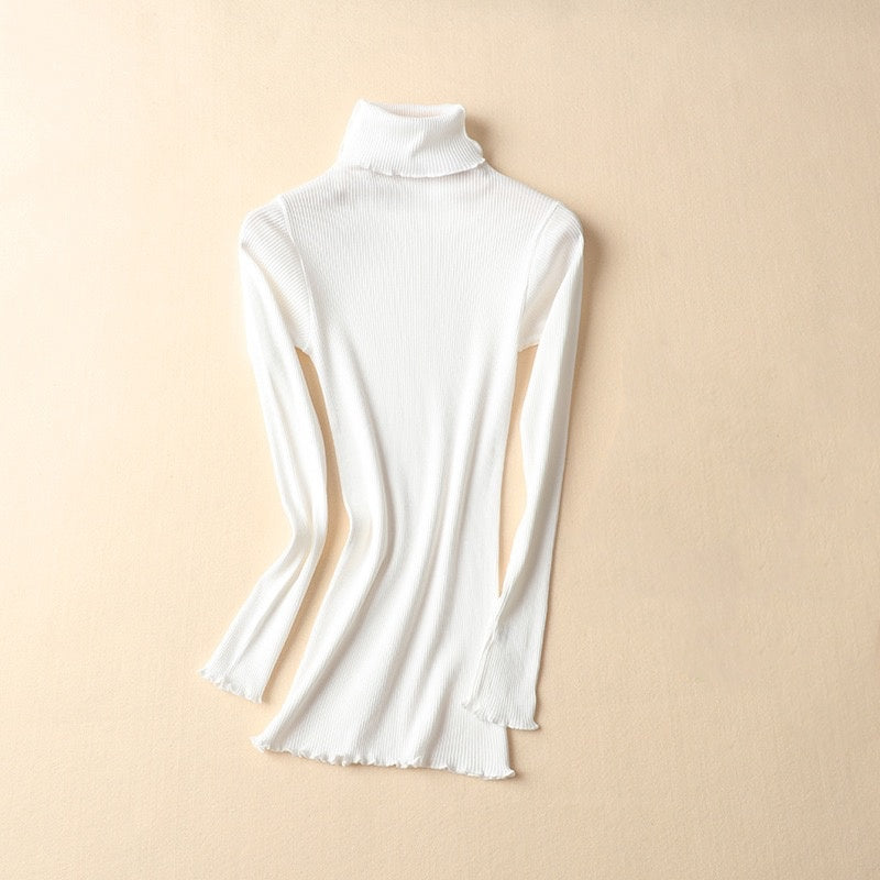 2024.1011 Mulberry Silk Turtleneck Slim-Fit Thermal Base Layer for Autumn