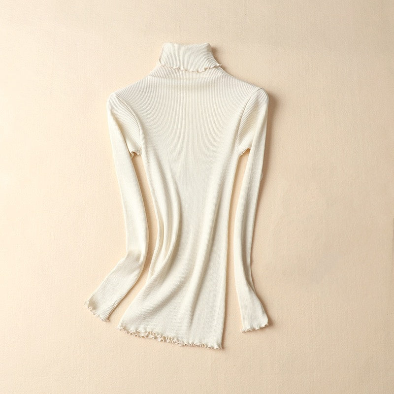 2024.1011 Mulberry Silk Turtleneck Slim-Fit Thermal Base Layer for Autumn