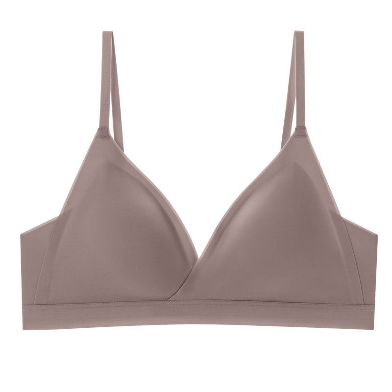 Triangle Cup Thin Bra with Seamless Design and Removable Pads, Made of Mulberry Silk—S03