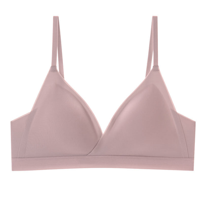 Triangle Cup Thin Bra with Seamless Design and Removable Pads, Made of Mulberry Silk—S03