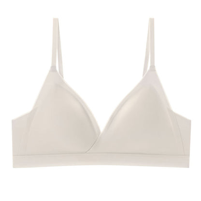 Triangle Cup Thin Bra with Seamless Design and Removable Pads, Made of Mulberry Silk—S03