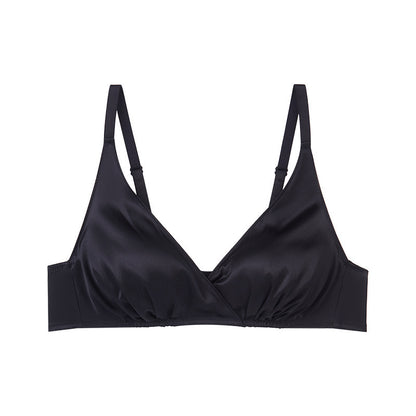 Black label Double-sided Mulberry Silk Push-up Bra Without Underwire, Smooth thin 19 Momme Silk—04