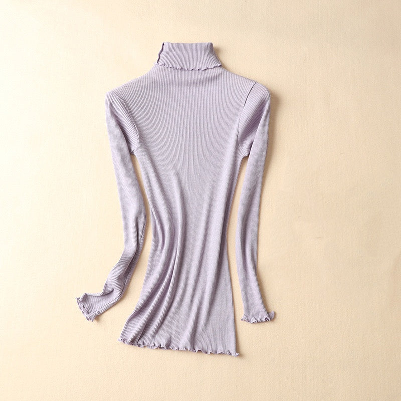 2024.1011 Mulberry Silk Turtleneck Slim-Fit Thermal Base Layer for Autumn