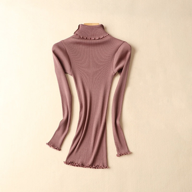 2024.1011 Mulberry Silk Turtleneck Slim-Fit Thermal Base Layer for Autumn