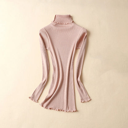 2024.1011 Mulberry Silk Turtleneck Slim-Fit Thermal Base Layer for Autumn