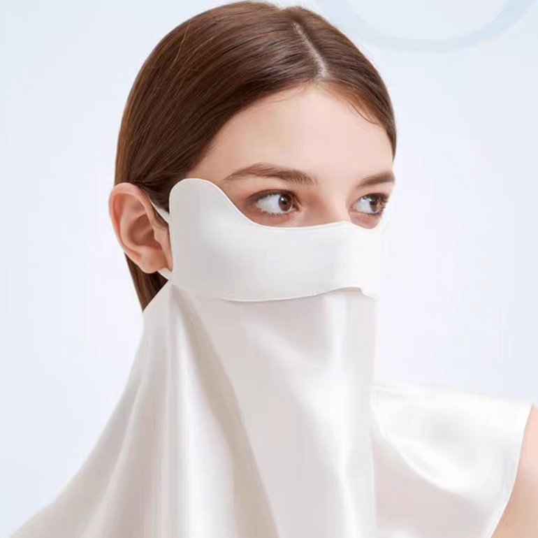 Half-face Sun Protection Mask with Neck Coverage, 3D Sunshade Dustproof Breathable Silk Mask for Women, Summer Anti-dust and Sandproof Mask