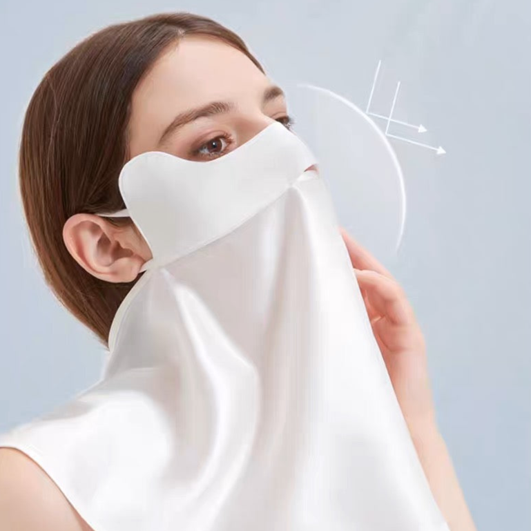 Half-face Sun Protection Mask with Neck Coverage, 3D Sunshade Dustproof Breathable Silk Mask for Women, Summer Anti-dust and Sandproof Mask