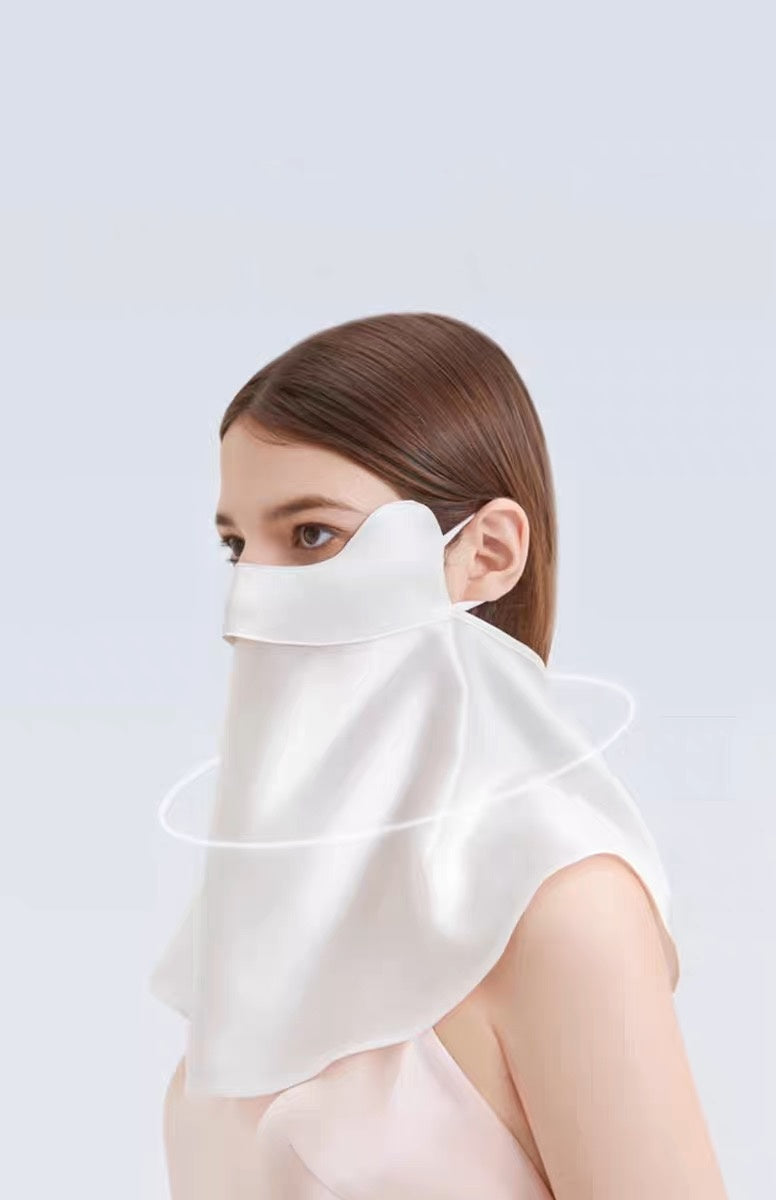 Half-face Sun Protection Mask with Neck Coverage, 3D Sunshade Dustproof Breathable Silk Mask for Women, Summer Anti-dust and Sandproof Mask