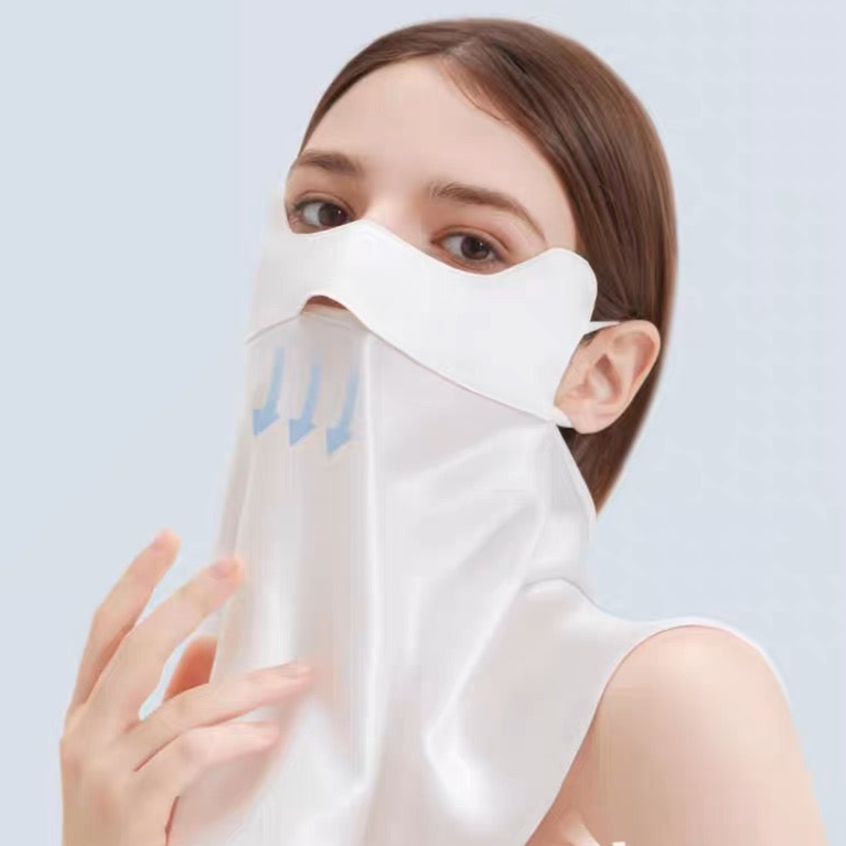Half-face Sun Protection Mask with Neck Coverage, 3D Sunshade Dustproof Breathable Silk Mask for Women, Summer Anti-dust and Sandproof Mask