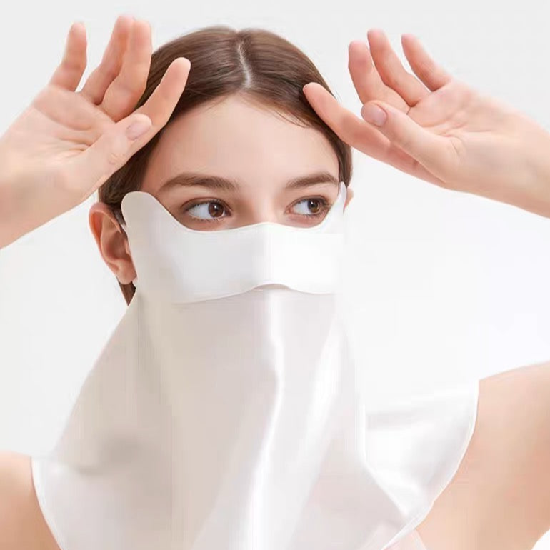 Half-face Sun Protection Mask with Neck Coverage, 3D Sunshade Dustproof Breathable Silk Mask for Women, Summer Anti-dust and Sandproof Mask