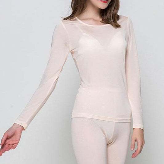 2024.1011 Women’s Mulberry Silk Thermal Underwear - Top and Bottom