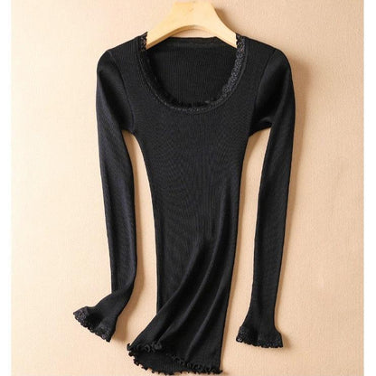 2024.1011 Women's Mulberry Silk Thermal Underwear for Autumn and Winter（Top Only）