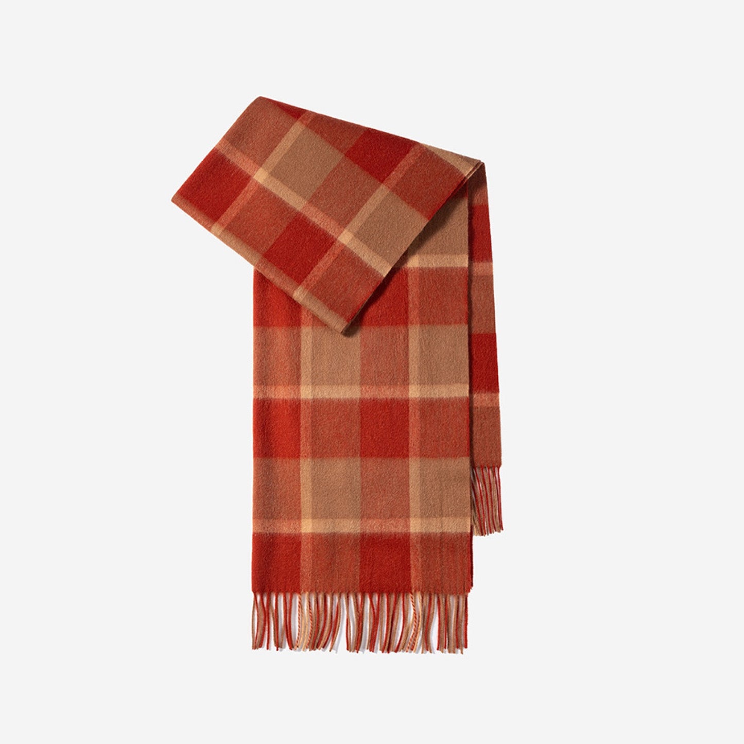 100% Wool Scarf - Minimalist Plaid Shawl, Extra Long Design