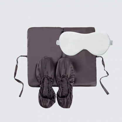 Natural silk eye mask, carpet floor soft slippers three-piece set