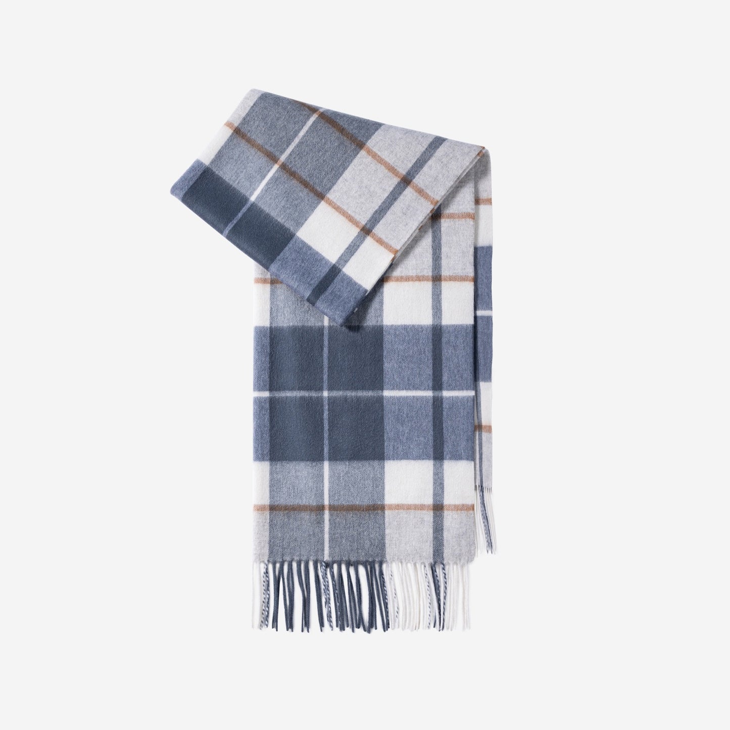 100% Wool Scarf - Minimalist Plaid Shawl, Extra Long Design