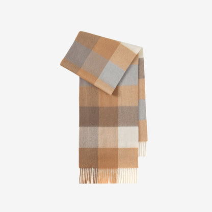 100% Wool Scarf - Premium Minimalist Plaid Design