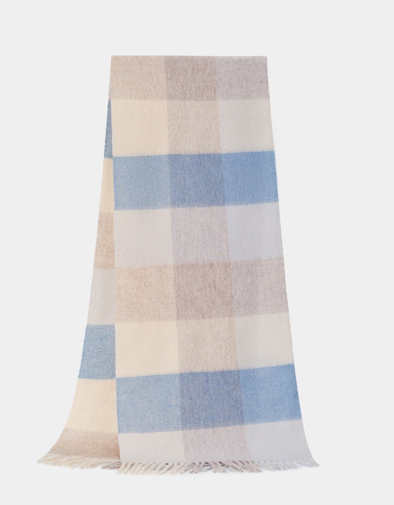 100% Wool Scarf - Premium Minimalist Plaid Design