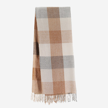 Plaid Cashmere-Feel Scarf and Versatile Shawl