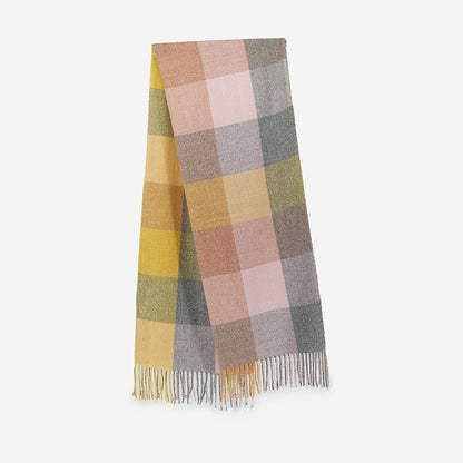 Plaid Cashmere-Feel Scarf and Versatile Shawl