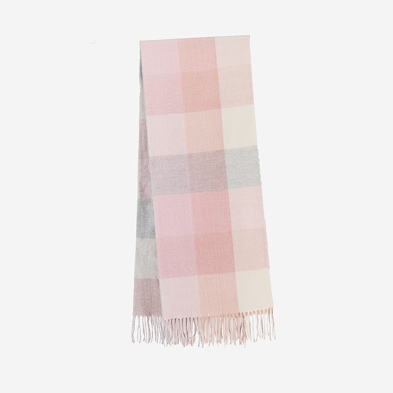 Plaid Cashmere-Feel Scarf and Versatile Shawl