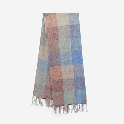 Plaid Cashmere-Feel Scarf and Versatile Shawl