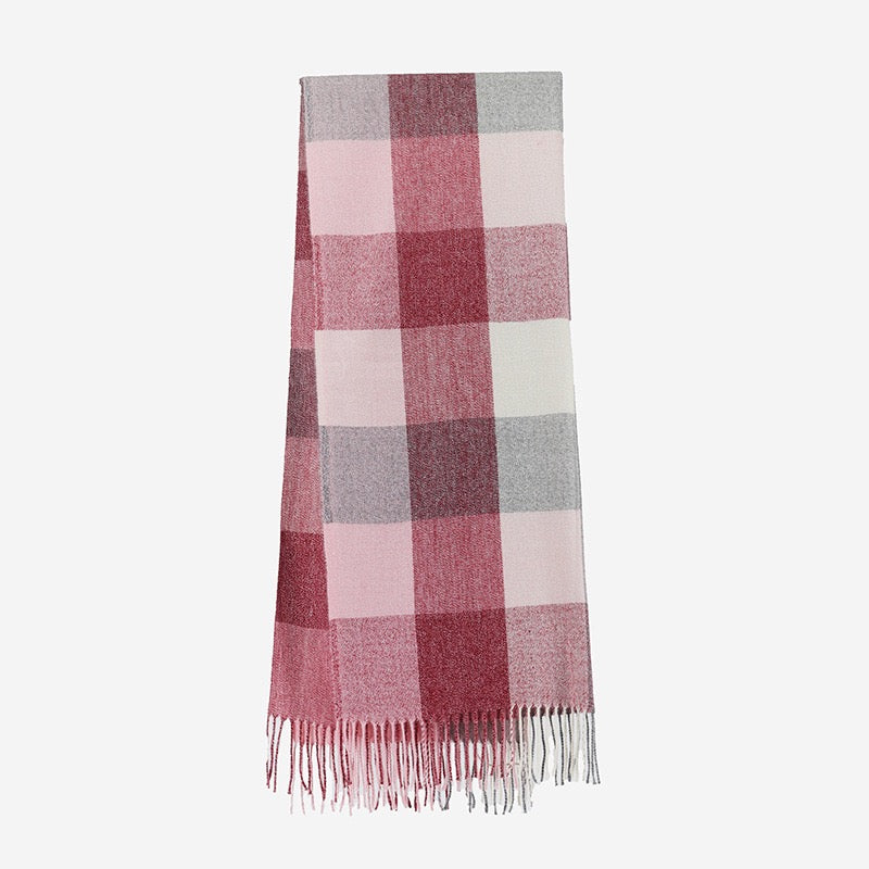 Plaid Cashmere-Feel Scarf and Versatile Shawl