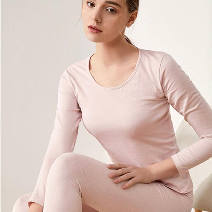 2024.1011 Silk and Cotton Blend Slim-Fit Thickened Thermal Base Layer Set (Top and Bottom)