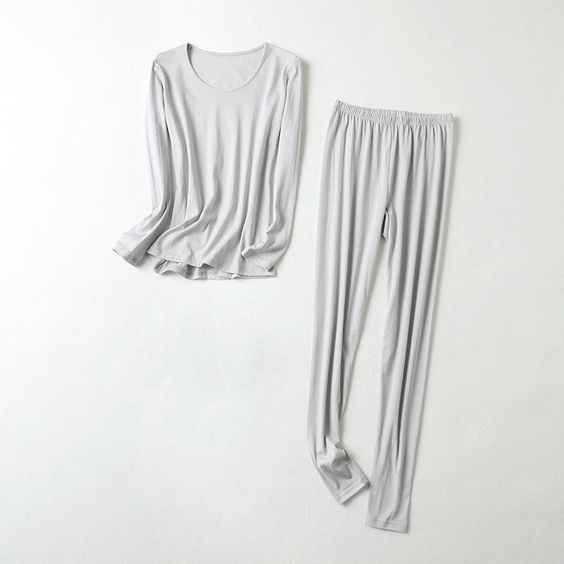 2024.1011 Silk and Cotton Blend Slim-Fit Thickened Thermal Base Layer Set (Top and Bottom)