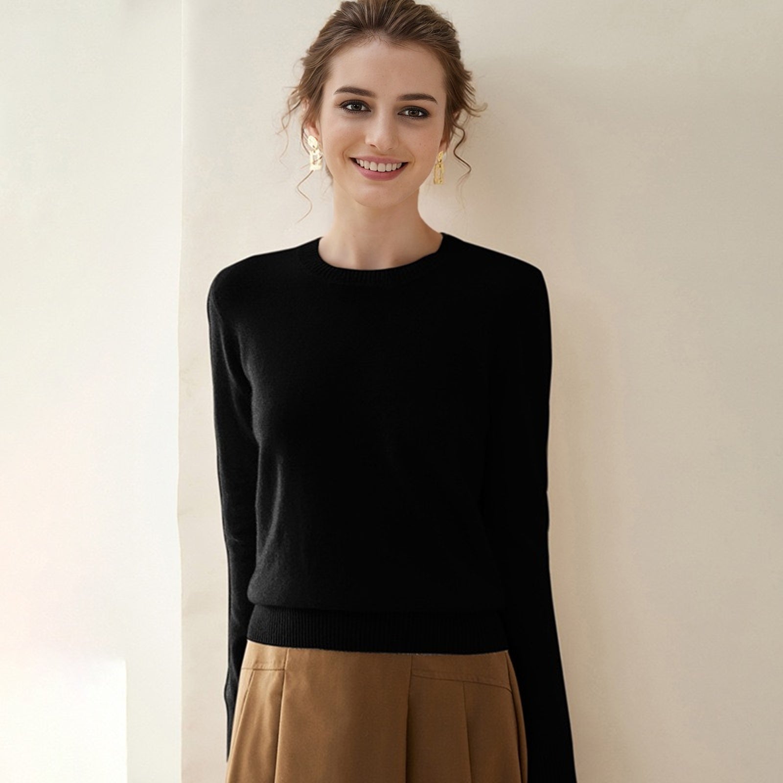 Seamless Woolen Sweater - Women’s 100% Pure Wool Base Layer Knitwear