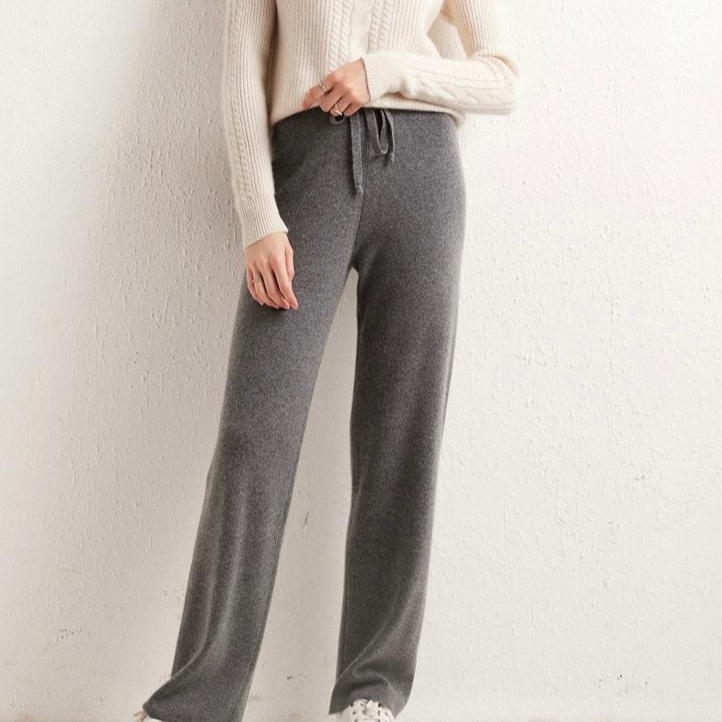 2024 NEW Cashmere Wide-Leg Pants - Thickened Knitted Woolen Trousers