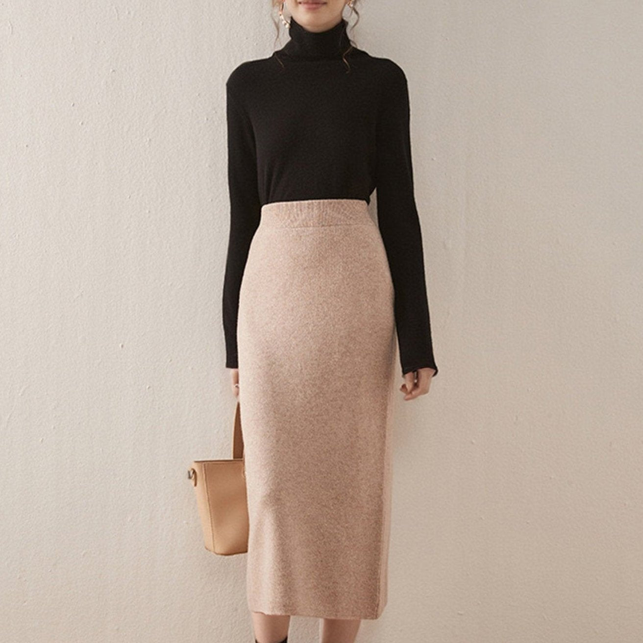 2024 NEW Pure Cashmere Mid-Length High-Waisted Knitted Versatile Pencil Skirt