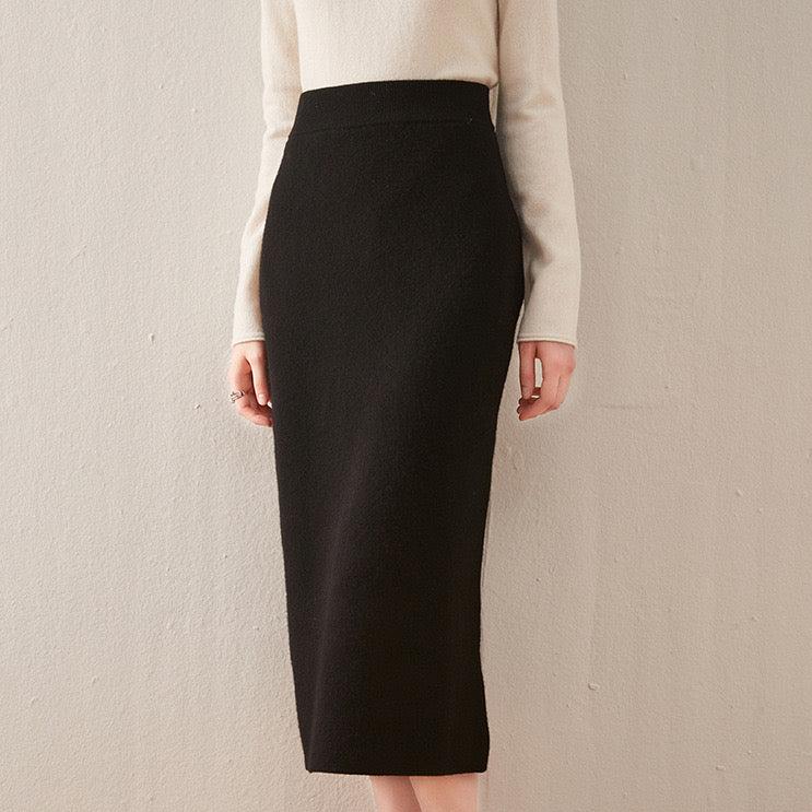 2024 NEW Pure Cashmere Mid-Length High-Waisted Knitted Versatile Pencil Skirt