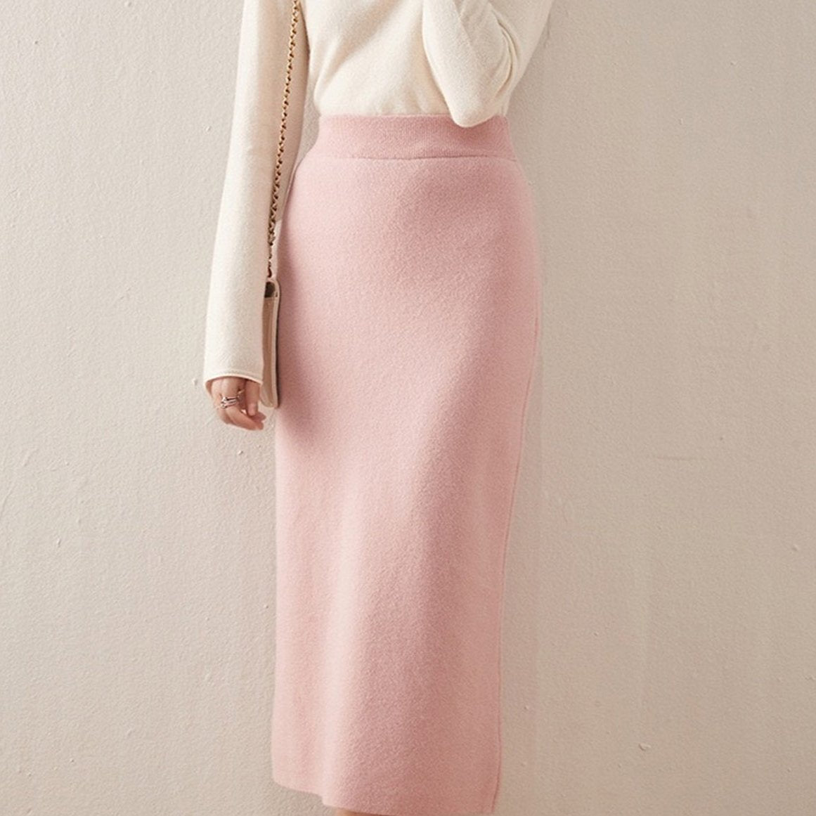 2024 NEW Pure Cashmere Mid-Length High-Waisted Knitted Versatile Pencil Skirt