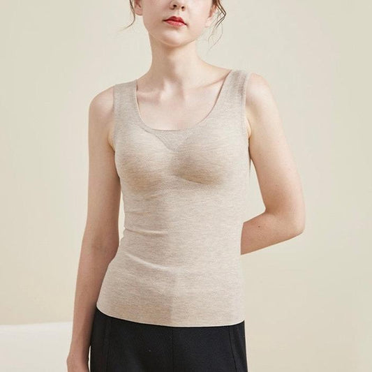 2024.1011 Seamless Vest with Padded Bra, Fleece-Lined Silk on Both Sides