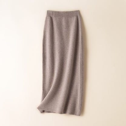 2024 NEW Pure Cashmere Mid-Length High-Waisted Knitted Versatile Pencil Skirt