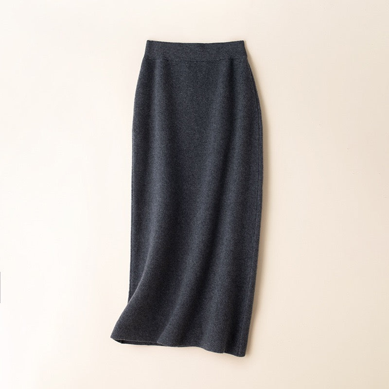 2024 NEW Pure Cashmere Mid-Length High-Waisted Knitted Versatile Pencil Skirt