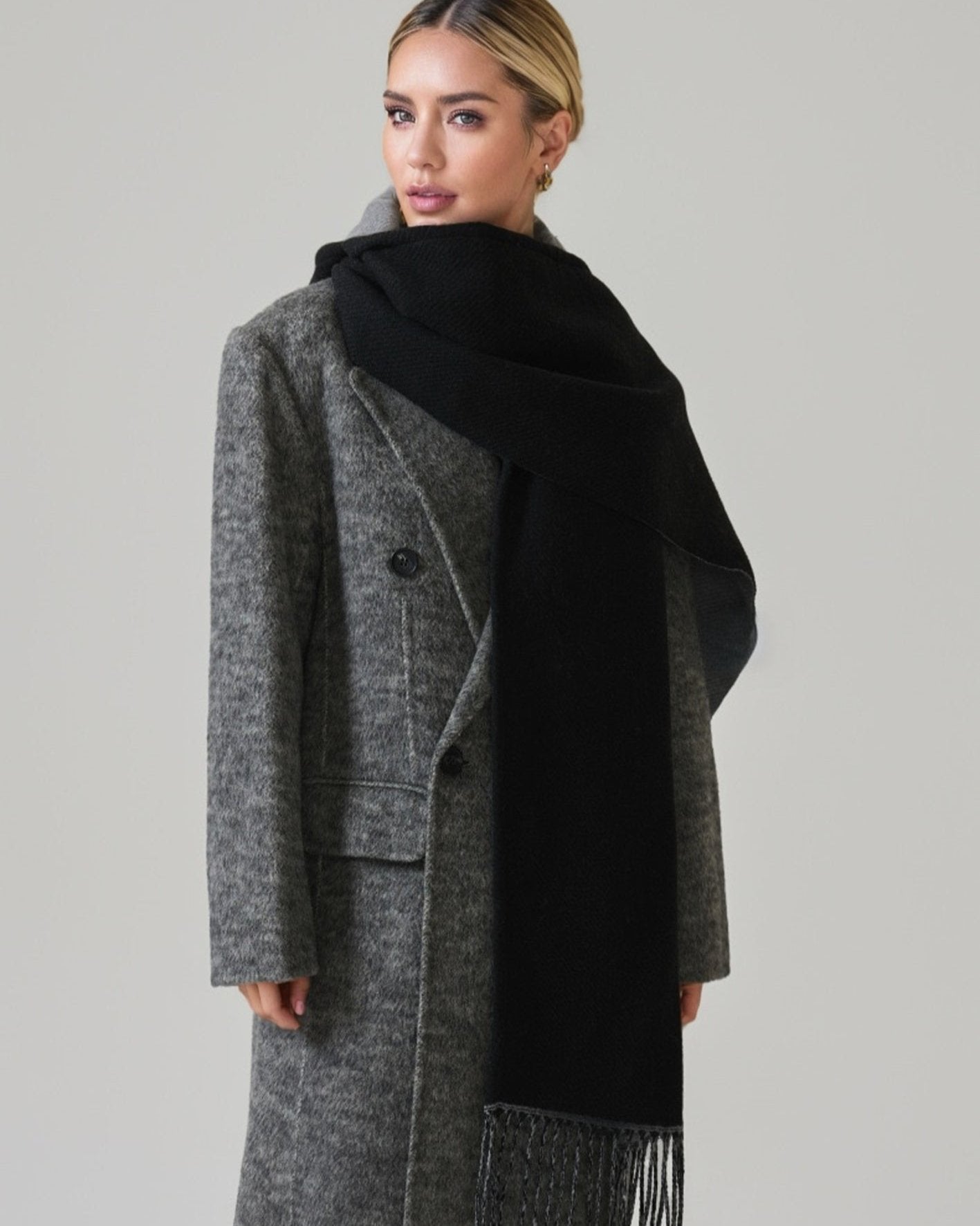 Double-Sided Hooded Wool Cape Scarf for Women – New Versatile Design