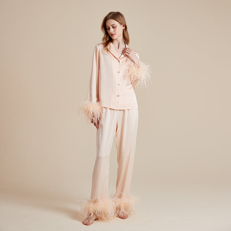 Summer ice silky French high-end pure feather home suit