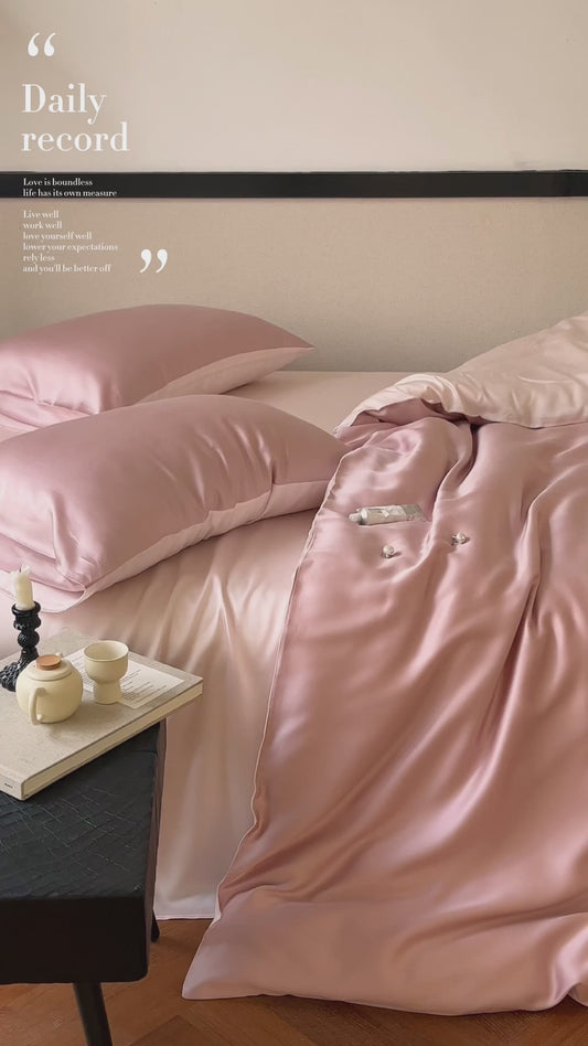 60s Tencel Premium Color 4-Piece Bedding Set, cool and silky For Sleeping Bare——09