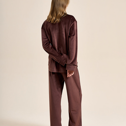 Double-sided island velvet pajamas for women, thickened and warm set