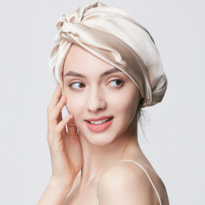 Anti-hair drop 100% mulberry silk multi-color shower cap